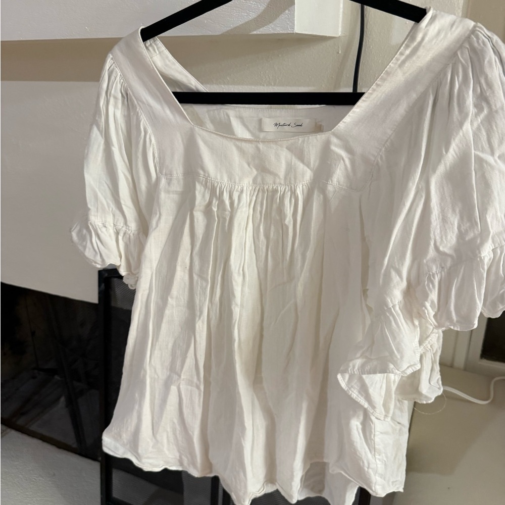 Mustard Seed Ivory Puff Sleeve Blouse